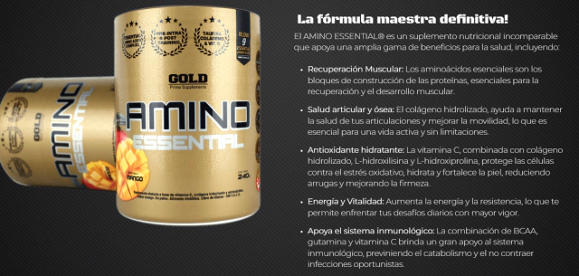 GOLD NUTRITION Amino Essential 240 Gramos - Imagen 2